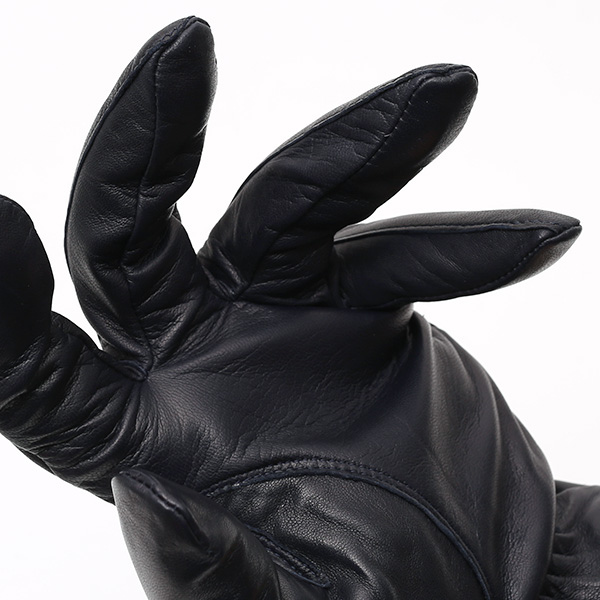  手袋 メンズ 本革 レザー ブルー ネイビー 青色 手袋 カシミヤ混 カシミア混 ラムスキン(羊革) グローブ KURODA(クロダ)