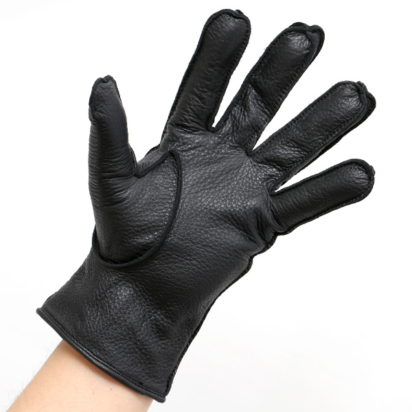  手袋 メンズ 本革 レザー ブラック 黒 黒色 手袋 ディアスキン 鹿革 グローブ KURODA(クロダ)