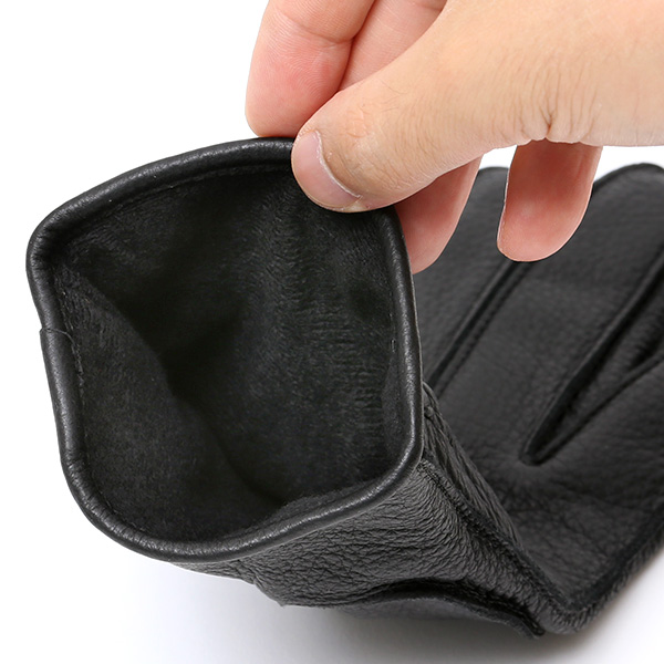  手袋 メンズ 本革 レザー ブラック 黒 黒色 手袋 ディアスキン 鹿革 グローブ KURODA(クロダ)