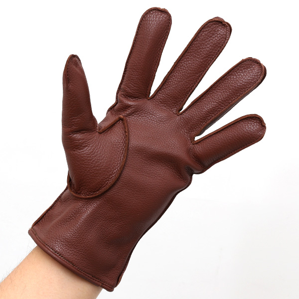  手袋 メンズ 本革 レザー ブラウン 茶 茶色 手袋 ディアスキン 鹿革 グローブ KURODA(クロダ)