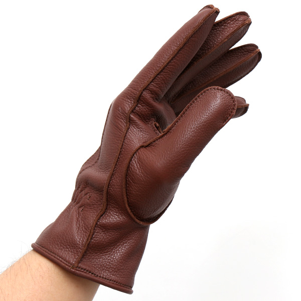  手袋 メンズ 本革 レザー ブラウン 茶 茶色 手袋 ディアスキン 鹿革 グローブ KURODA(クロダ)