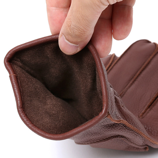  手袋 メンズ 本革 レザー ブラウン 茶 茶色 手袋 ディアスキン 鹿革 グローブ KURODA(クロダ)