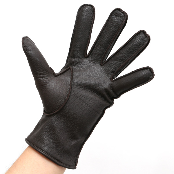  手袋 メンズ 本革 レザー ダークブラウン ブラウン 茶 茶色 手袋 ディアスキン 鹿革 グローブ KURODA(クロダ)