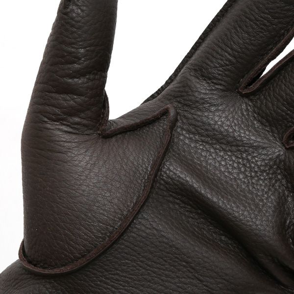  手袋 メンズ 本革 レザー ダークブラウン ブラウン 茶 茶色 手袋 ディアスキン 鹿革 グローブ KURODA(クロダ)