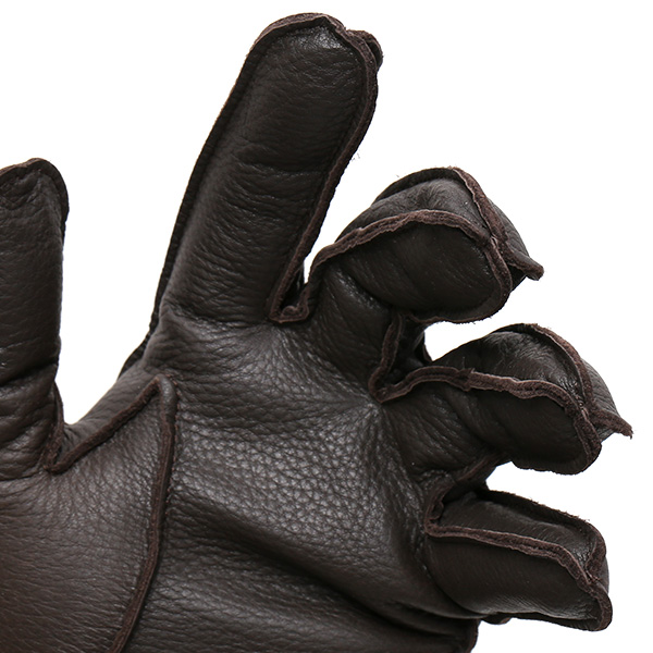  手袋 メンズ 本革 レザー ダークブラウン ブラウン 茶 茶色 手袋 ディアスキン 鹿革 グローブ KURODA(クロダ)