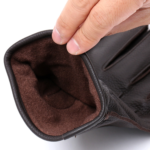  手袋 メンズ 本革 レザー ダークブラウン ブラウン 茶 茶色 手袋 ディアスキン 鹿革 グローブ KURODA(クロダ)