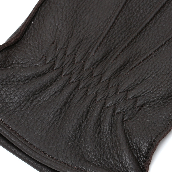  手袋 メンズ 本革 レザー ダークブラウン ブラウン 茶 茶色 手袋 ディアスキン 鹿革 グローブ KURODA(クロダ)