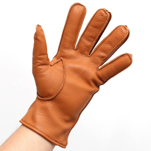  手袋 メンズ 本革 レザー キャメル ブラウン 茶 茶色 手袋 ディアスキン 鹿革 グローブ KURODA(クロダ)