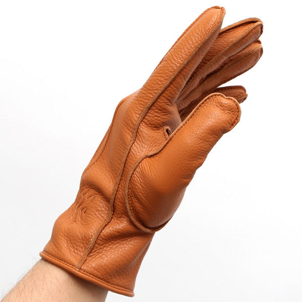  手袋 メンズ 本革 レザー キャメル ブラウン 茶 茶色 手袋 ディアスキン 鹿革 グローブ KURODA(クロダ)