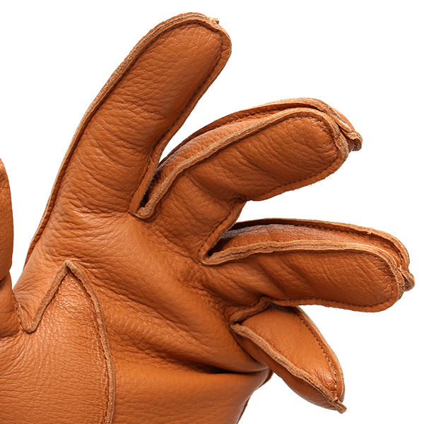  手袋 メンズ 本革 レザー キャメル ブラウン 茶 茶色 手袋 ディアスキン 鹿革 グローブ KURODA(クロダ)