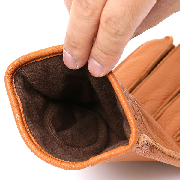  手袋 メンズ 本革 レザー キャメル ブラウン 茶 茶色 手袋 ディアスキン 鹿革 グローブ KURODA(クロダ)