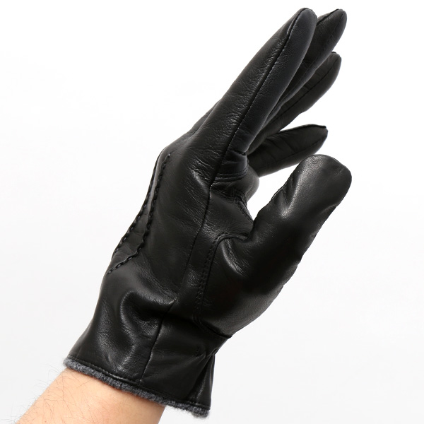  KURODA(クロダ) カシミヤ混裏地 イタリア製羊革 スマホ対応 日本製革手袋 ブラック 黒 黒色 メンズ 本革 レザー 手袋 ラムスキン(仔羊革) グローブ スマートフォン タッチパネル 対応 クリスマス ギフト プレゼント お誕生日 贈り物 男性