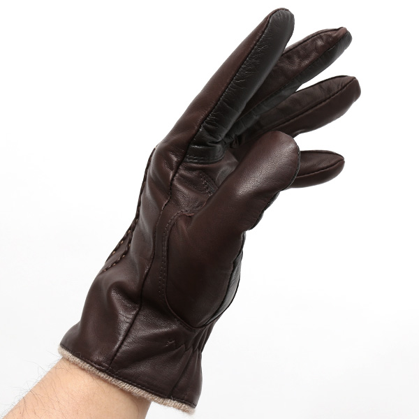  KURODA(クロダ) カシミヤ混裏地 イタリア製羊革 スマホ対応 日本製革手袋 ブラウン 茶 茶色 メンズ 本革 レザー 手袋 ラムスキン(仔羊革) グローブ スマートフォン タッチパネル 対応 クリスマス ギフト プレゼント お誕生日 贈り物 男性