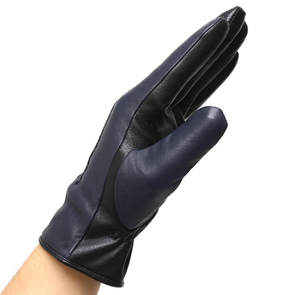  日本の老舗手袋メーカーKURODA(クロダ) 日本製 革手袋 ラムスキン(仔羊革) ブルー ネイビー 青色 メンズ 本革 男性 紳士用 手袋
