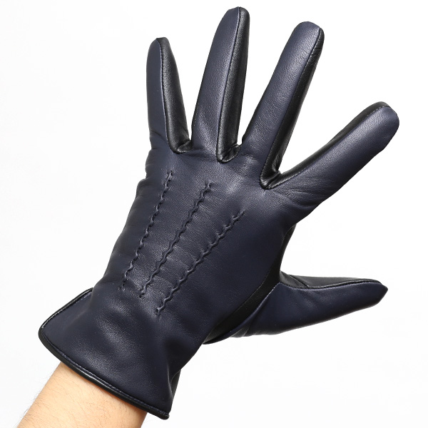  日本の老舗手袋メーカーKURODA(クロダ) 日本製 革手袋 ラムスキン(仔羊革) ブルー ネイビー 青色 メンズ 本革 男性 紳士用 手袋