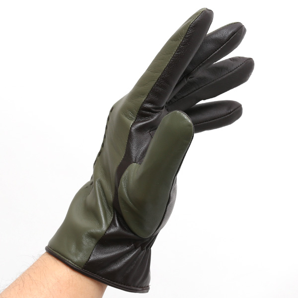  日本の老舗手袋メーカーKURODA(クロダ) 日本製 革手袋 ラムスキン(仔羊革) グリーン 緑色 メンズ 本革 男性 紳士用 手袋