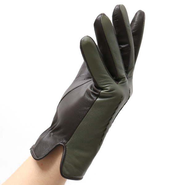  日本の老舗手袋メーカーKURODA(クロダ) 日本製 革手袋 ラムスキン(仔羊革) グリーン 緑色 メンズ 本革 男性 紳士用 手袋
