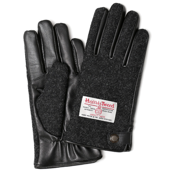 KURODA(クロダ) ハリスツイード 羊革 メンズ 手袋 ブラック
