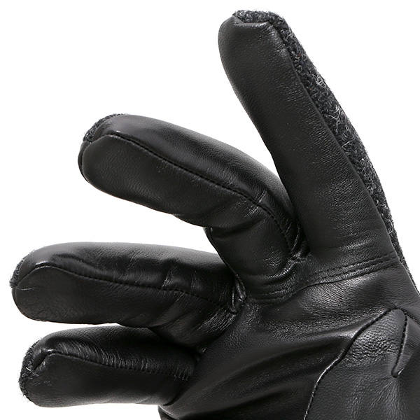  ハリスツイード 手袋 メンズ 日本製 本革 レザー スマホ スマートフォン 対応 ブラック 黒 黒色 ウール 手袋 グローブ KURODA(クロダ)