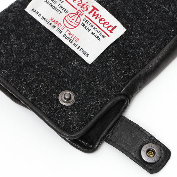  ハリスツイード 手袋 メンズ 日本製 本革 レザー スマホ スマートフォン 対応 ブラック 黒 黒色 ウール 手袋 グローブ KURODA(クロダ)