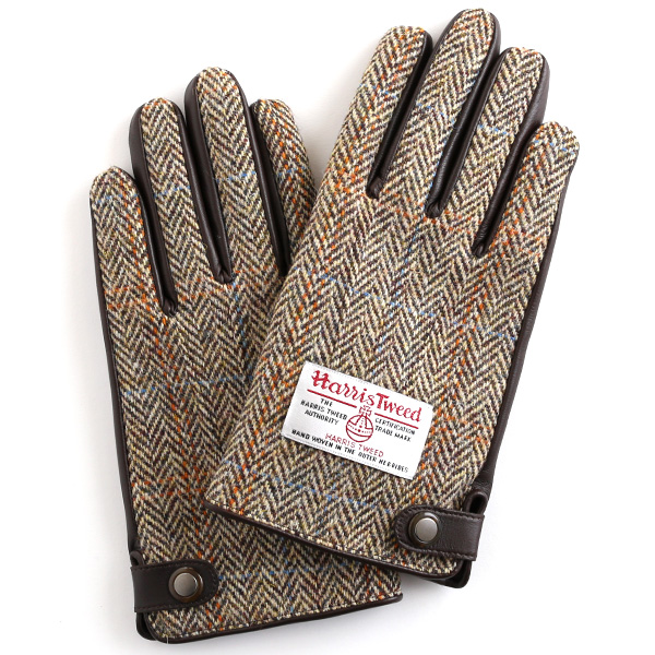 KURODA(クロダ) ハリスツイード 羊革 メンズ 手袋 ブラウン
