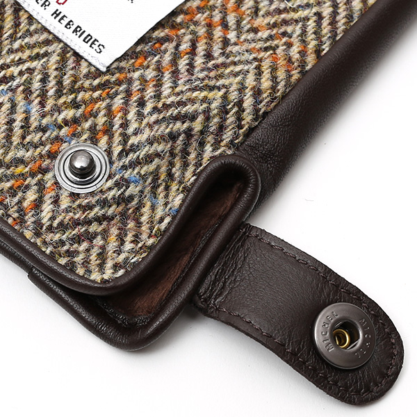  ハリスツイード 手袋 メンズ 日本製 本革 レザー スマホ スマートフォン 対応 ブラウン 茶 茶色 ウール 手袋 グローブ KURODA(クロダ)