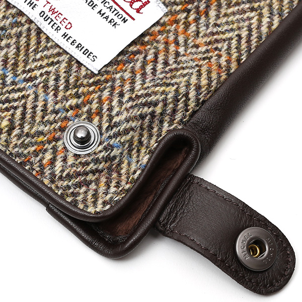  ハリスツイード 手袋 メンズ 日本製 本革 レザー スマホ スマートフォン 対応 ブラウン 茶 茶色 ウール 手袋 グローブ KURODA(クロダ)