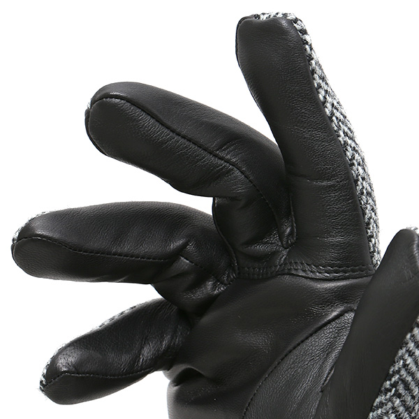  ハリスツイード 手袋 メンズ 日本製 本革 レザー スマホ スマートフォン 対応 グレー グレイ 灰色 ウール 手袋 グローブ KURODA(クロダ)