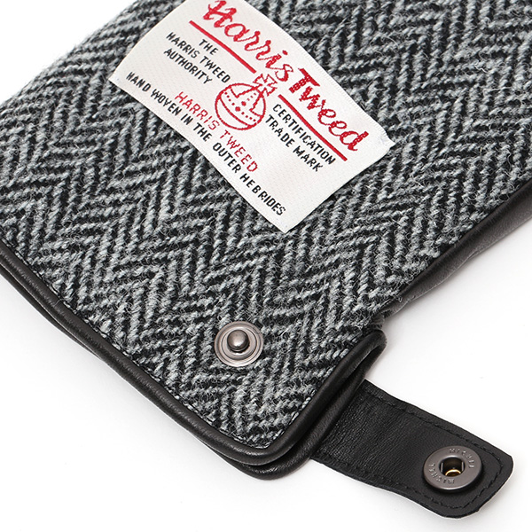  ハリスツイード 手袋 メンズ 日本製 本革 レザー スマホ スマートフォン 対応 グレー グレイ 灰色 ウール 手袋 グローブ KURODA(クロダ)