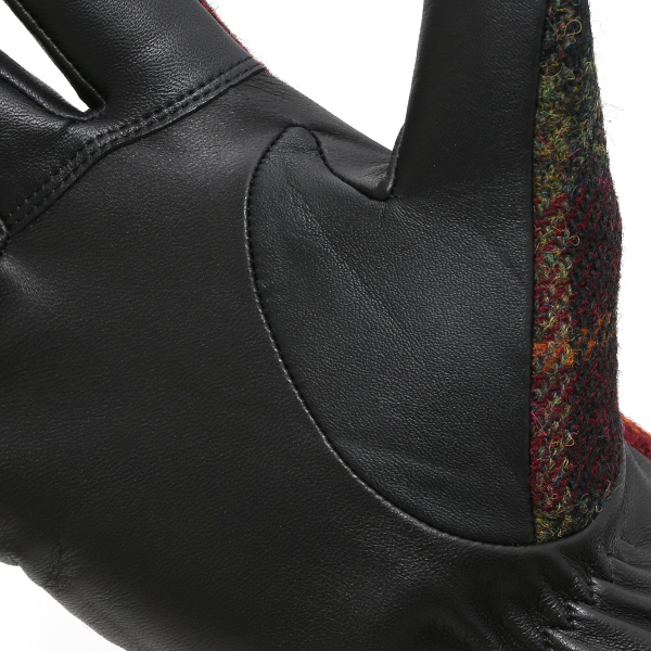  ハリスツイード 手袋 メンズ 日本製 本革 レザー スマホ スマートフォン 対応 グリーン 緑色 ウール 手袋 グローブ KURODA(クロダ)