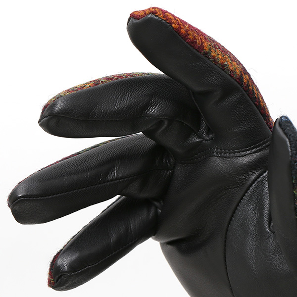  ハリスツイード 手袋 メンズ 日本製 本革 レザー スマホ スマートフォン 対応 グリーン 緑色 ウール 手袋 グローブ KURODA(クロダ)