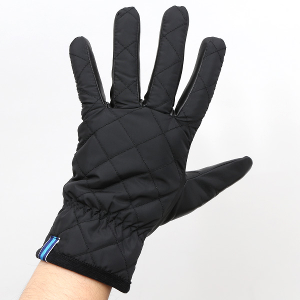  KURODA(クロダ) 仔羊革×リモンタナイロン コンビ手袋 スマホ対応 ブラック 黒 黒色 ラムスキン メンズ レザー 手袋 スマートフォン