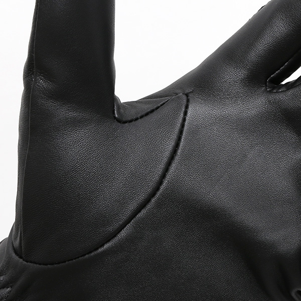  KURODA(クロダ) 仔羊革×リモンタナイロン コンビ手袋 スマホ対応 ブラック 黒 黒色 ラムスキン メンズ レザー 手袋 スマートフォン