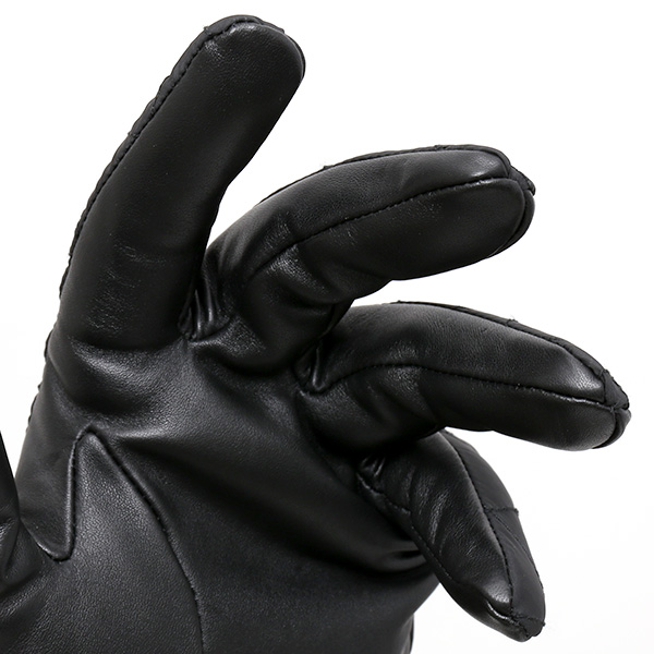  KURODA(クロダ) 仔羊革×リモンタナイロン コンビ手袋 スマホ対応 ブラック 黒 黒色 ラムスキン メンズ レザー 手袋 スマートフォン