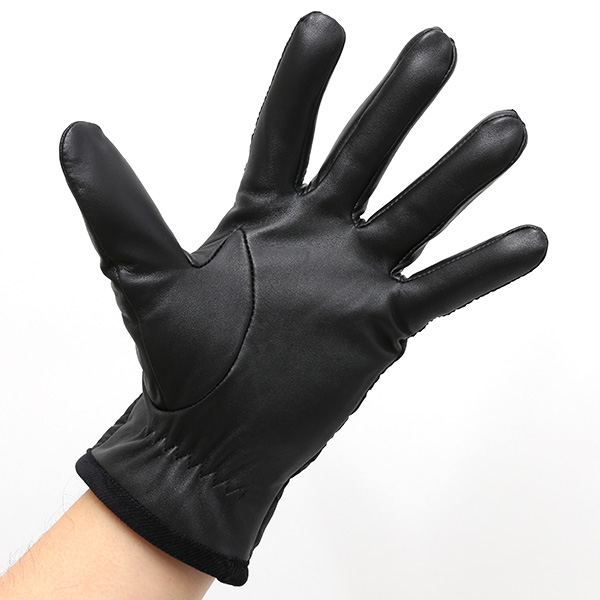  KURODA(クロダ) 仔羊革×リモンタナイロン コンビ手袋 スマホ対応 ブラック 黒 黒色 ラムスキン メンズ レザー 手袋 スマートフォン