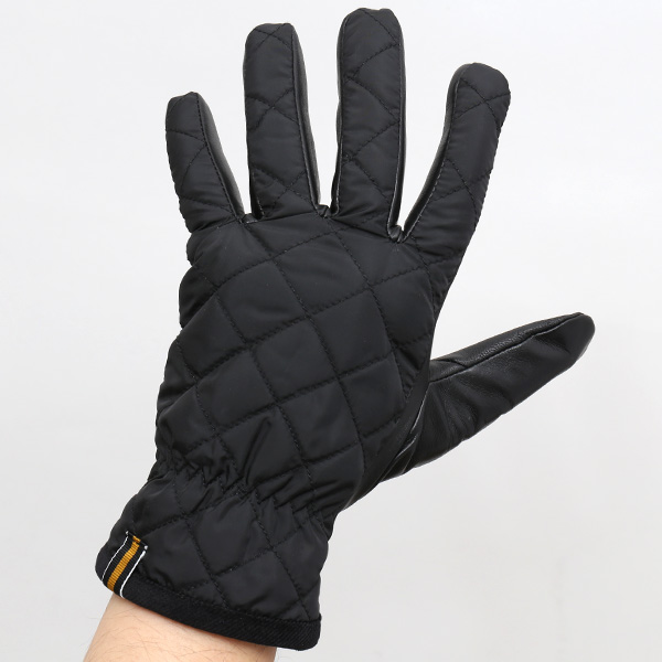  KURODA(クロダ) 仔羊革×リモンタナイロン コンビ手袋 スマホ対応 ブラック 黒 黒色 ラムスキン メンズ レザー 手袋 スマートフォン