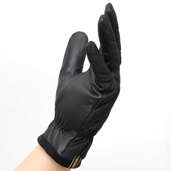  KURODA(クロダ) 仔羊革×リモンタナイロン コンビ手袋 スマホ対応 ブラック 黒 黒色 ラムスキン メンズ レザー 手袋 スマートフォン