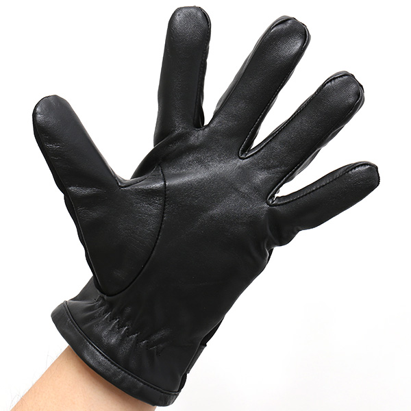  スマートフォン対応 スマホ 手袋 メンズ 本革 レザー ブラック 黒 黒色 手袋 羊革(ラムスキン) ナイロン グローブ KURODA(クロダ)