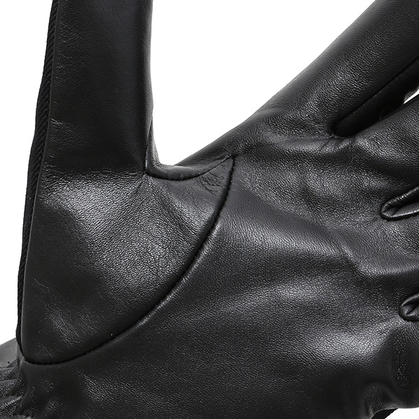  スマートフォン対応 スマホ 手袋 メンズ 本革 レザー ブラック 黒 黒色 手袋 羊革(ラムスキン) ナイロン グローブ KURODA(クロダ)