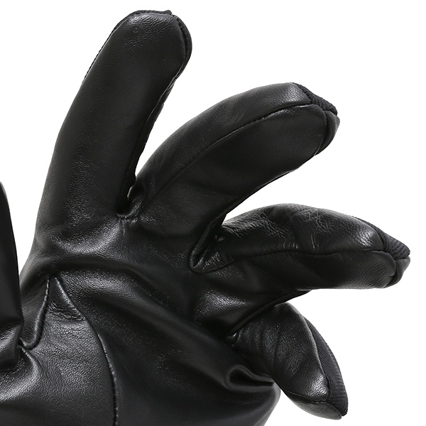  スマートフォン対応 スマホ 手袋 メンズ 本革 レザー ブラック 黒 黒色 手袋 羊革(ラムスキン) ナイロン グローブ KURODA(クロダ)