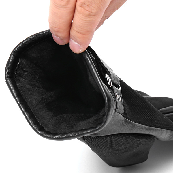  スマートフォン対応 スマホ 手袋 メンズ 本革 レザー ブラック 黒 黒色 手袋 羊革(ラムスキン) ナイロン グローブ KURODA(クロダ)