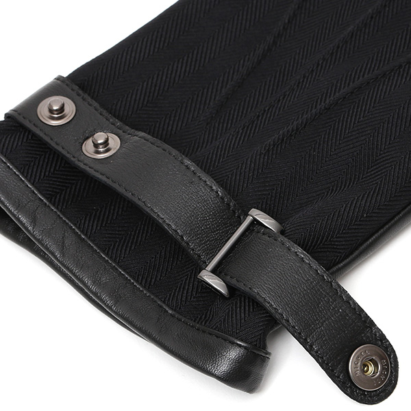  スマートフォン対応 スマホ 手袋 メンズ 本革 レザー ブラック 黒 黒色 手袋 羊革(ラムスキン) ナイロン グローブ KURODA(クロダ)