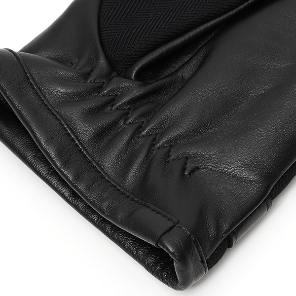  スマートフォン対応 スマホ 手袋 メンズ 本革 レザー ブラック 黒 黒色 手袋 羊革(ラムスキン) ナイロン グローブ KURODA(クロダ)