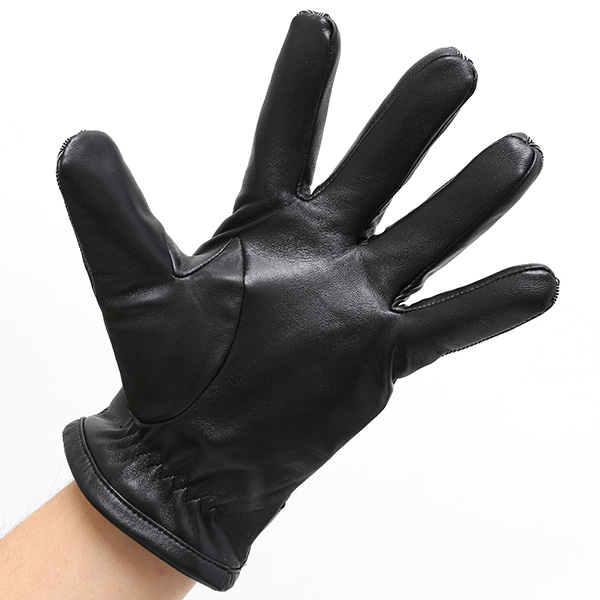  スマートフォン対応 スマホ 手袋 メンズ 本革 レザー ダークグレー グレー グレイ 灰色 手袋 羊革(ラムスキン) ナイロン グローブ KURODA(クロダ)