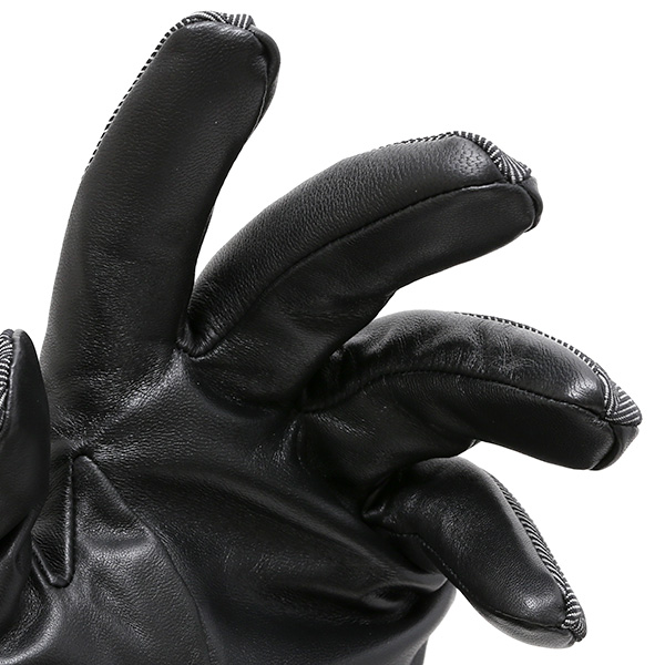  スマートフォン対応 スマホ 手袋 メンズ 本革 レザー ダークグレー グレー グレイ 灰色 手袋 羊革(ラムスキン) ナイロン グローブ KURODA(クロダ)