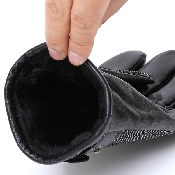  スマートフォン対応 スマホ 手袋 メンズ 本革 レザー ダークグレー グレー グレイ 灰色 手袋 羊革(ラムスキン) ナイロン グローブ KURODA(クロダ)