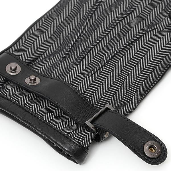  スマートフォン対応 スマホ 手袋 メンズ 本革 レザー ダークグレー グレー グレイ 灰色 手袋 羊革(ラムスキン) ナイロン グローブ KURODA(クロダ)