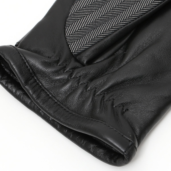  スマートフォン対応 スマホ 手袋 メンズ 本革 レザー ダークグレー グレー グレイ 灰色 手袋 羊革(ラムスキン) ナイロン グローブ KURODA(クロダ)