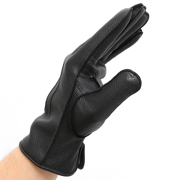  手袋 メンズ 本革 レザー カシミヤ混 カシミア混 ブラック 黒 黒色 日本製 手袋 ディアスキン(鹿革) グローブ KURODA(クロダ)