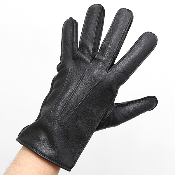  手袋 メンズ 本革 レザー カシミヤ混 カシミア混 ブラック 黒 黒色 日本製 手袋 ディアスキン(鹿革) グローブ KURODA(クロダ)